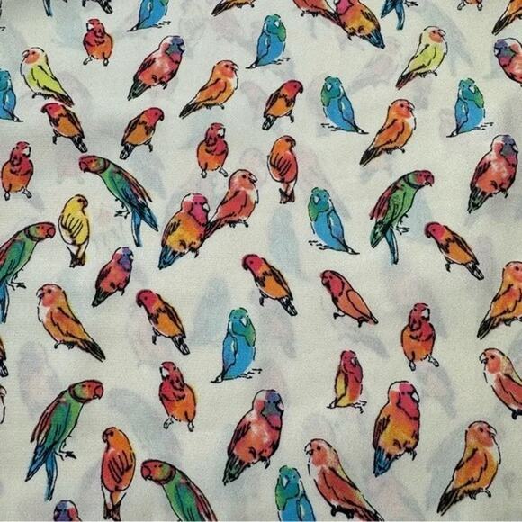 Loft Colorful Parrot Print Cream White Blouse Size Medium Petite - Picture 6 of 6